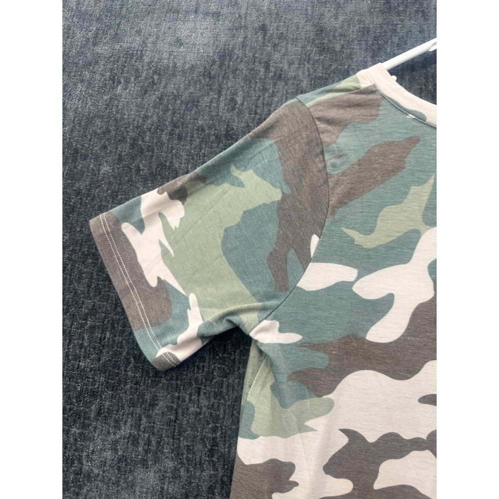 Zenana T Shirt Women Large Multicolor Camouflage Stretch Round Hem V Neck Summer - Picture 13 of 13